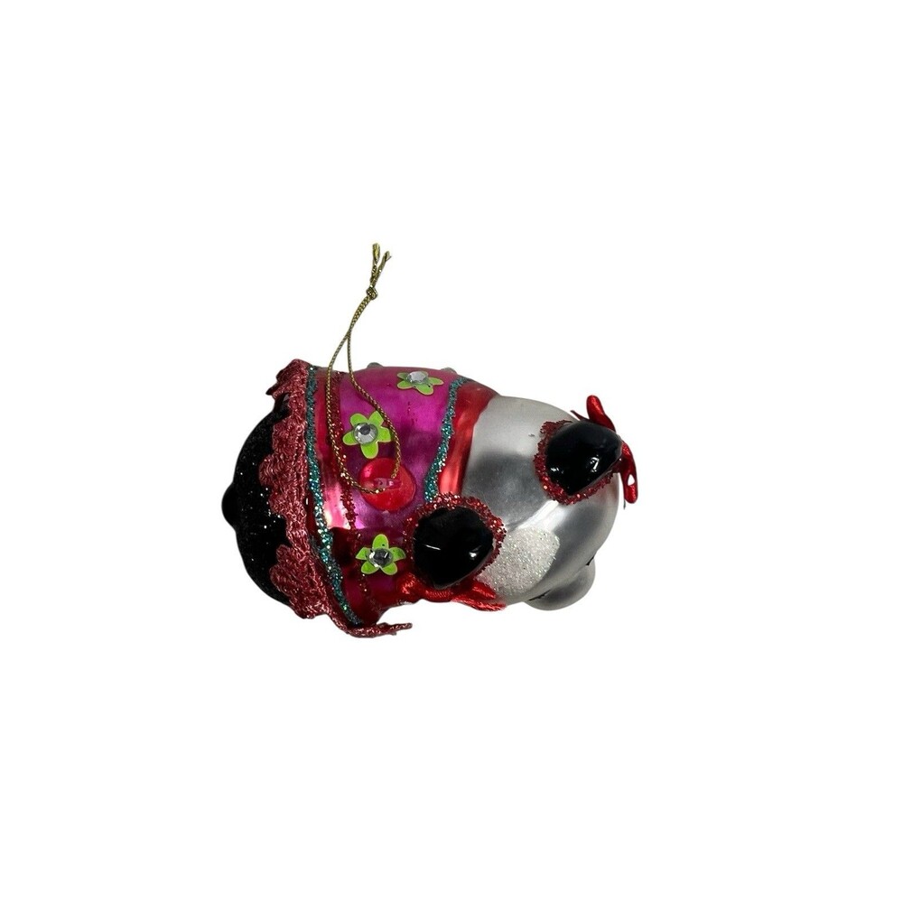 Festive Panda Hand Blown Glass Christmas Ornament - BestPysanky - EUC - Picture 8 of 8
